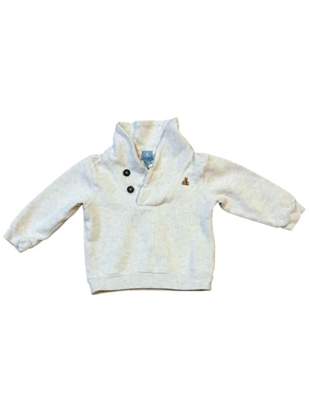 Baby Gap Shawl-collar Pullover with Embroidered Bear Detail